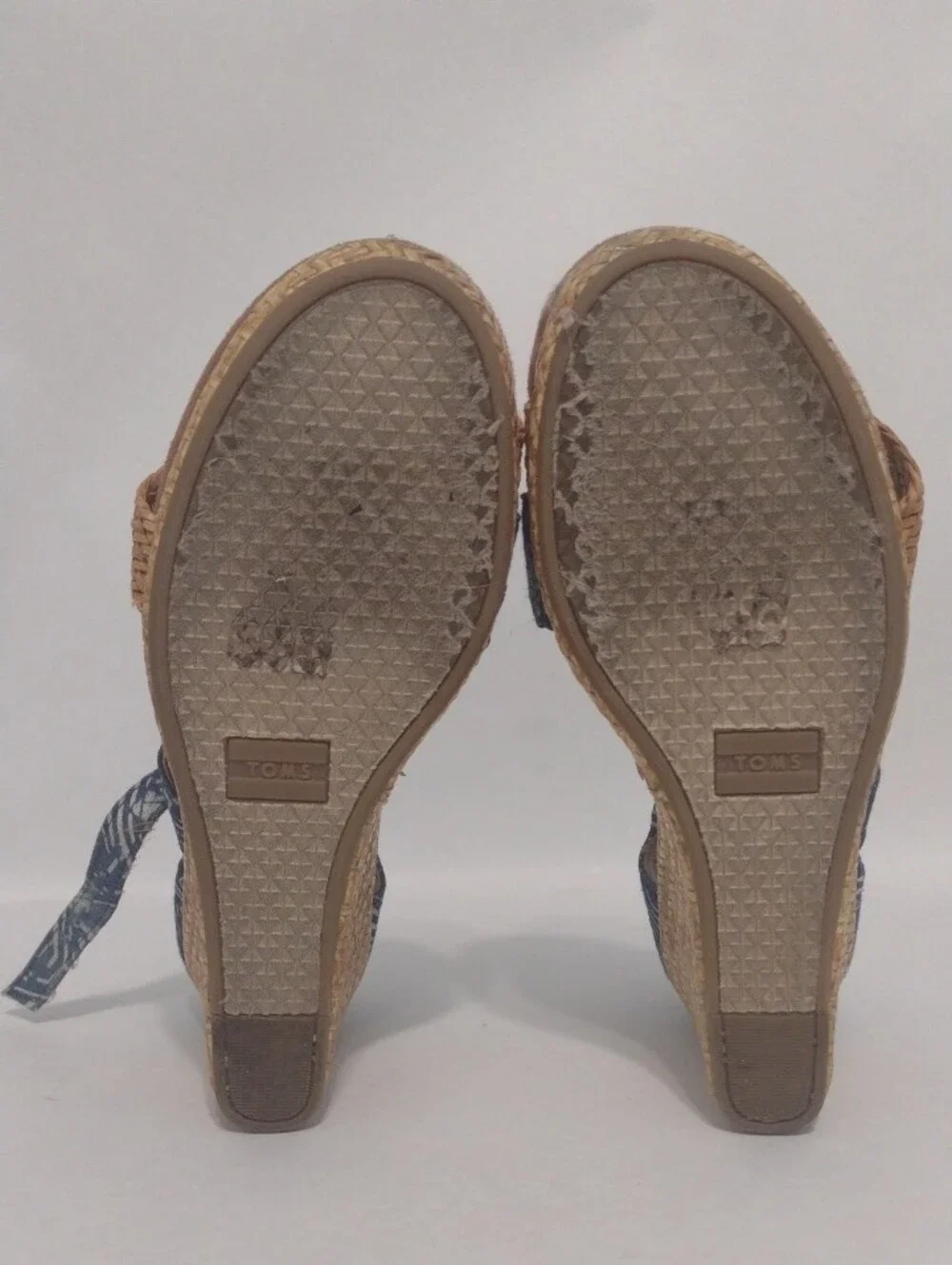Toms Blue Pattern Print Wedge Sandals (J1226)